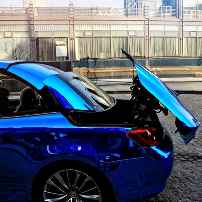Съемный слипчивый обруч винила влияния зеркала обруча автомобиля Chrome голубой