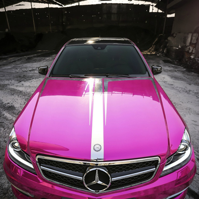 Обруча винила Chrome зеркала отпуска воздуха фильм обруча автомобиля лоснистого Slidable розовый красный