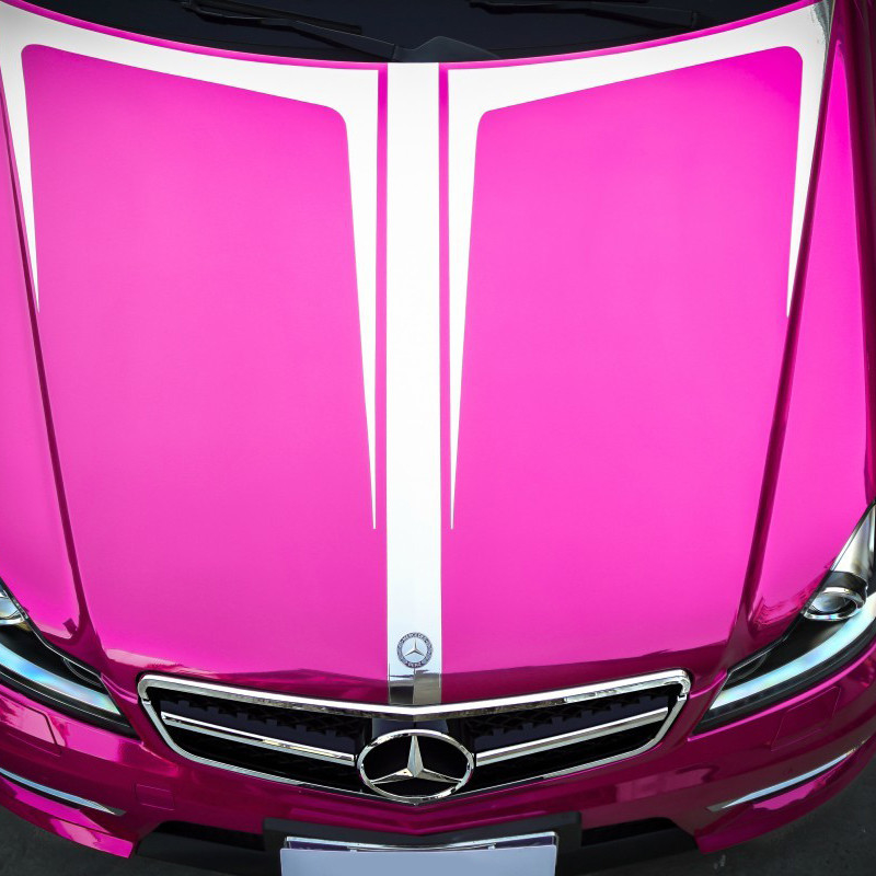 Обруча винила Chrome зеркала отпуска воздуха фильм обруча автомобиля лоснистого Slidable розовый красный